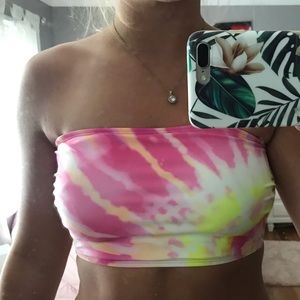 Strapless Tie Dye Bathing Suit Top